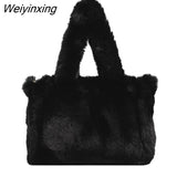 Weiyinxing Women Shoulder Bags Female Winter Plush Underarm Bags For Women 2023 Solid Color Fluffy Tote Bags Female Handbag