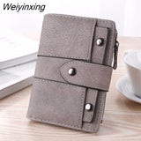 Weiyinxing Women Wallet Simple Retro Rivets Short Wallet Coin Purse Card Holders Handbag for Girls Purse Small Wallet Ladies Bolsa Feminina