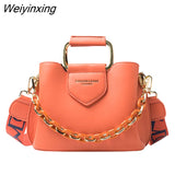 Weiyinxing New Women Top-handle Mini Bucket Bag Pure Color Luxury Designer Handbags Quality Leather Messenger Shoulder Cross Bag