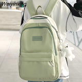 Weiyinxing Women Green Laptop Waterproof School Bag Female Fashion Lady High Capacity College Backpack Cute Girl Travel Book Bag New