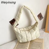 Weiyinxing Nylon Women's Shoulder Bag Folds Rhombus Embroidery Thread Underarm Bag Niche Design Simple Handbags for Women 2023