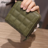 Weiyinxing Women Short Wallets PU Leather Female Plaid Purses Nubuck Card Holder Wallet Fashion Woman Small Zipper Wallet With Coin Purse