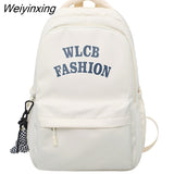 Weiyinxing Men and Women Cool Waterproof Nylon Laptop Backpack Large Capacity Letter Printing Travel Book Bag Teenagers Preppy Schoolbag