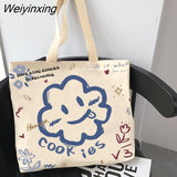 Weiyinxing Women Canvas Shopping Bags Eco Reusable Foldable Shoulder Bags Large Capacity Handbags for Groceries 2023 Dropshipping