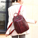 Weiyinxing High Quality Soft Leather Book School Bags For Teenage Girls Sac A Dos Travel Back pack The New Premium PU Women Backpack