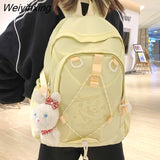 Weiyinxing Girl Leisure White Embroidery Nylon Kawaii School Bag Women College Backpack Lady Cute Laptop Fashion Female Travel Book Bag