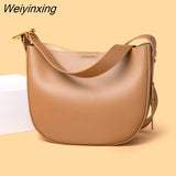 Weiyinxing Ladies Genuine Leather Bucket Handbags Luxury Designer Women Vintage Cowhide Shoulder bags Big Capacity Female Tote Bag