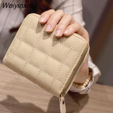 Weiyinxing Women Short Wallets Female Plaid Purses Embroidery Card Holder Wallet Fashion Woman Small Zipper Wallet With Coin Purse