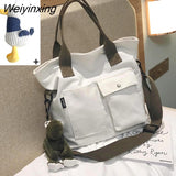 Weiyinxing Women's Tote Shoulder Bag Solid Color Canvas Crossbody Bags for Women Handbags Shopping Bag Ladies Messenger Bag Bolso