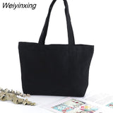 Weiyinxing Women Canvas Shopping Bags Eco Reusable Shoulder Bag Large Capacity Handbag Fabric Cotton Bag for Women Portable Shopping Bags