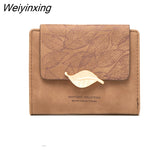 Weiyinxing PU Leather Retro Long Wallets for Women 2023 Simple Frosted Leaf Zipper Buckle Card Holder Large Capacity Women's Clutch