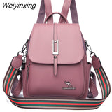 Weiyinxing Women's Backpack 2023 New Travel Large Backpack PU Leather Handbag Schoolbag For Girls Women's bag Female Shoulder Back mochila