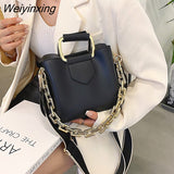 Weiyinxing Chain 2023 Luxury Women's PU Leather Small Crossbody Bags with Short Handle Shoulder Purses and Handbag Casual Fashion Sac