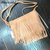 Weiyinxing Tassel Crossbody Bags for Women Elegant Mini Stylish Chic Shoulder Bags Ladies Leisure Solid European Style Messenger Bag