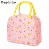 Weiyinxing Lunch Bag Thermal Insulated Bag Canvas Tote Pouch Kids School Bento Kawaii Dinner Container Picnic Food Storage