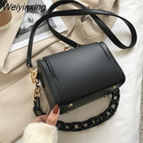 Weiyinxing Black Box Design PU Leather Crossbody Bags For Women 2023 Luxury Handbags And Purses Female Trend Lux Chain Shoulder Bag