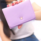 Weiyinxing Crown Women's Wallet 2023 New PU Buckle Short Wallet Student Disassembled Coin Purse Cute Small Fresh Three-fold Wallet