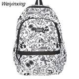 Weiyinxing Pink Travel Cartoon Print Book Bag Trendy Women Cute Leisure School Bags Girl Laptop Fashion Lady College Backpack Kawaii