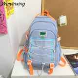 Weiyinxing Large Capacity Waterproof Nylon Women Backpack Female Multiple Pockets Mesh Travel Bag Kawaii Buckle Schoolbag for Girls