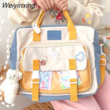 Weiyinxing Women Multifunction Shoulder Bag Handbag Backpack Large Capacity School Bag Women Nylon Bag Contrasting Color Design Square Bag
