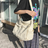 Weiyinxing Crossbody Bags for Women Youth Large Capacity Handbags Fashion Ladies Tote Shoulder Bag Solid Color Female Messenger Bag