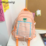 Weiyinxing Large Capacity Waterproof Nylon Women Backpack Female Multiple Pockets Mesh Travel Bag Kawaii Buckle Schoolbag for Girls