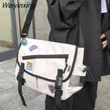 Weiyinxing Large Capacity Casual Fashion Single Shoulder Bag Korean Teenagers Multiple Pockets Book Bag Nylon Waterproof Travel Bag