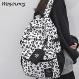 Weiyinxing Cool Lady Leopard School Backpack Women Laptop Nylon Set Bag Girl Cute Travel College Backpack Female Kawaii Trendy Bags