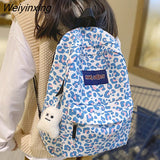 Weiyinxing Leopard Print Backpack Women Funny Animal Design School Bags For Teenage Girls White Printed Kawaii Bags Cute Backpack