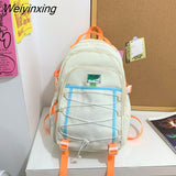 Weiyinxing Large Capacity Waterproof Nylon Women Backpack Female Multiple Pockets Mesh Travel Bag Kawaii Buckle Schoolbag for Girls