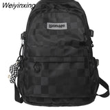 Weiyinxing Men High Capacity Travel Book Bag Girl Boy Lattice SchoolBag Male Women Plaid College Backpack Lady Laptop Unisex Fashion