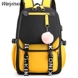 Weiyinxing NEW Women Girls School Back Packs Anti Theft USB Charge Backpack Waterproof Bagpack School Bags Teenage Travel Bag