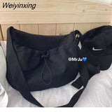 Weiyinxing Solid Color Dumplings Bag Messenger Bag Student Canvas Women Bags Storage Bag Zipper Square Bag Add Cute Pendant