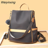 Weiyinxing New Waterproof Fabric Large Female Shoulder Bag Large Capacity Simple Style Casual Mochila Travel Women Anti-theft Backpack