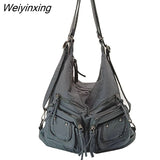 Weiyinxing FASHION Soft PU Leather Shoulder Bags Multi Purpose Multiple Pockets Backpack for Women Leisure Shoulder Bag Lady Handbag