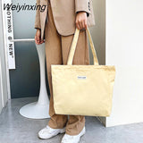 Weiyinxing Canvas Shoulder Bag Large Capacity Totes Simple Solid Color Designer Handbag Reusable Shopping Bags Casual Underarm Bag