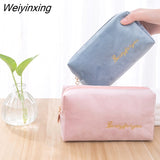 Weiyinxing Velvet Organizer Cosmetic Bag Vintage Soft Toiletry Package Women Travel Makeup Bags Lipstick Pouch Beauty Case