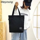 Weiyinxing Women Canvas Shopping Bag Solid color Casual Women's Cotton Shoulder Bag Vintage Large Capacity Tote Bag Reusable Handbag