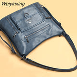 Weiyinxing Women Soft Leather Luxury Handbag Large Capacity Multifunction Casual Backpack High Quality Female Shoulder Bags Female Tote Bag