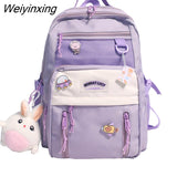 Weiyinxing Women Cute Backpack High Capacity Female Harajuku School Bag College Lady Kawaii Cartoons Backpack Fashion Book Girl Bag Student