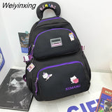 Weiyinxing Double Pocket Women Backpack Female Waterproof Nylon Travel Bag Korean Kawaii Schoolbag for Girl Student Book Mochila