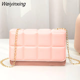 Weiyinxing New PU Leather Shoulder Bags for Women Lingge Chain Rhomboid Crossbody Bags Casual Trend Handbags Mini Phone Bag