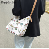 Weiyinxing Canvas Tote Bag Women Big Capacity Shopping Handbag Casual Lady Nylon Shoulder Bag Floral Handle Bag Reusable Tote bags