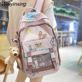 Weiyinxing Girl College Striped Backpacks Women Cute Student Plaid School Bag Teenage Girls Harajuku Female Travel Backpack Kawaii