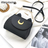 Weiyinxing Autumn Sailor Moon Ladies Handbag Cat Shape Chain Women Shoulder Bag PU Leather Bag Women Tote Bag Crossbody Leather Wallet