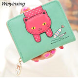 Weiyinxing Women Cute Cat Wallet Small Zipper Girl Wallet Brand Designed Pu Leather Women Coin Purse Female Card Holder Wallet Billetera