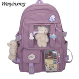 Weiyinxing Women Backpacks Waterproof Multi-Pocket Nylon School Backpack for Student Female Girls Kawaii Laptop Book Pack Mochilas