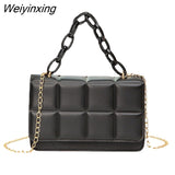 Weiyinxing New PU Leather Shoulder Bags for Women Lingge Chain Rhomboid Crossbody Bags Casual Trend Handbags Mini Phone Bag