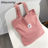 Weiyinxing for Women 2023 Corduroy Shoulder Bag Reusable Shopping Bags Casual Tote Female Handbag for A Certain Number of Dropshipping