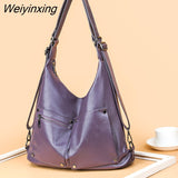 Weiyinxing Quality Soft Leather Handbag for Women Vintage Shoulder Tote Shopper Bag Luxury Ladies Large Capacity Purse Bags Sac A Main
